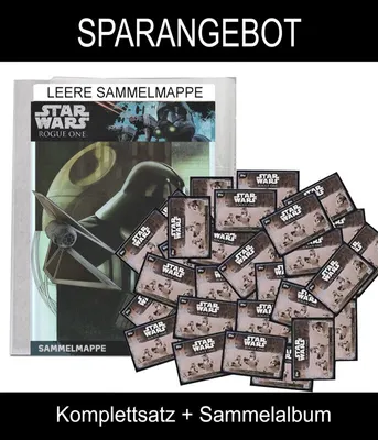 Zdjęcie produktu dla SWRO - Spar 13 - Kompletny zestaw WSZYSTKICH 212 kart + album - Niemiecki - Star Wars - Rogue One