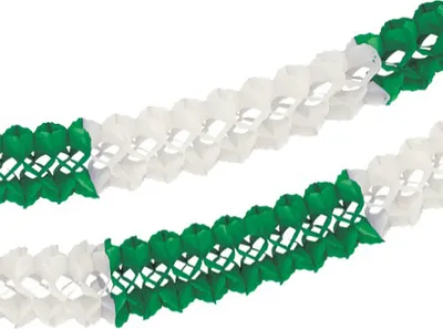 Produktbild von Velká girlanda, papír Ø 16 cm - 10 m zelená/bílá nehořlavá