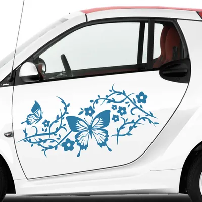 Produktbild von Aufkleber - 2 Stk. Autoaufkleber Butterfly Rankelement je 70cm x 31cm hellblau - Tuning Carystyling Heckscheibe Auto