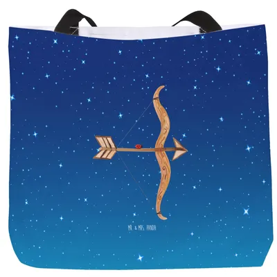 Produktbild von Mr. & Mrs. Panda Tote Bag Sternzeichen Schütze - Sternenhimmel Blau - Geschenk, Geburtstag November, Schultasche, Schützenfest, Tragetasche, Beutel, Dezember, Tasche