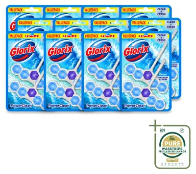 Produktbild von 12 x Glorix Power Clean Toiletblock Ocean - Vorratspackung - 12 Stücke