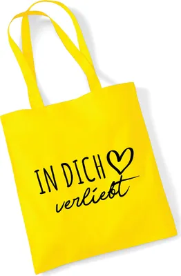 Produktbild von Huuraa Jutebeutel In dich verliebt 10 Liter Yellow Baumwolle Tasche Geschenkidee