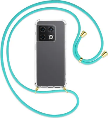 Produktbild von Handykette Backcover-Schutzhülle mit Band (Metall goldfarben) für OnePlus 10 Pro 5G - türkis