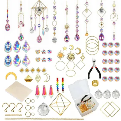 Zdjęcie produktu dla Zestaw do tworzenia dekoracji z kryształami – "Suncatcher" – 400 elementów. Zestaw do samodzielnego wykonania dekoracji, wiatrowniczek, kryształy, narzędzia i akcesoria