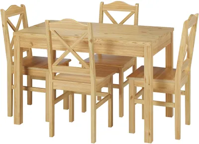 Produktbild von Esszimmergarnituren mit Tisch und 4 Stühle Kiefer Massivholz natur 90.70-51 A-Set 20