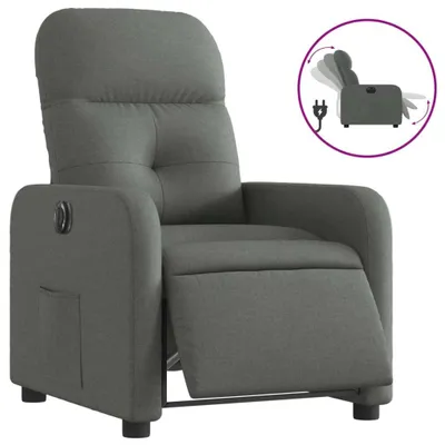 Immagine prodotto di vidaXL Poltrona relax elettrica in tessuto grigio scuro