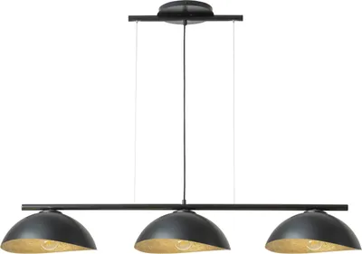 Obrázok produktu pre Dekoratívne závesné svietidlo čierny rám tri čierne a zlaté nepravidelné kupoly Solárne 3xE27 15W Sigma Lighting