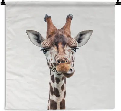 Produktbild von MuchoWow® Wandteppich Wandbehang Jungen - Giraffe - Tiere - Kopf - Porträt - Kind - Mädchen 60x60 cm Tapisserie Dekoration Wandtuch - Dekorationen - Wand Decke