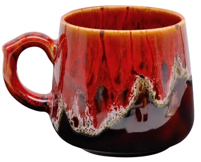 Productafbeelding van Koffiekop, keramiek, 400 ml, rood, pompoenvorm, geschikt voor cappuccino, latte en thee