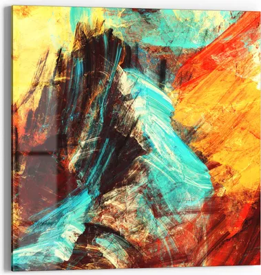 Produktbild von DEQORI Glasbild Echtglas 30x30 cm 'Bunte Pinselstriche' Wandbild Bild modern Deko