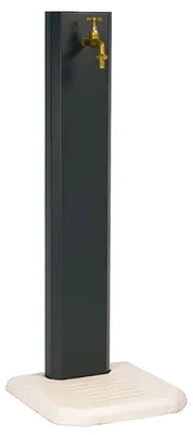 Immagine prodotto di Fontana da Giardino Design a Colonna Ovale Rubinetto in Ottone con Base in Cemento Antracite