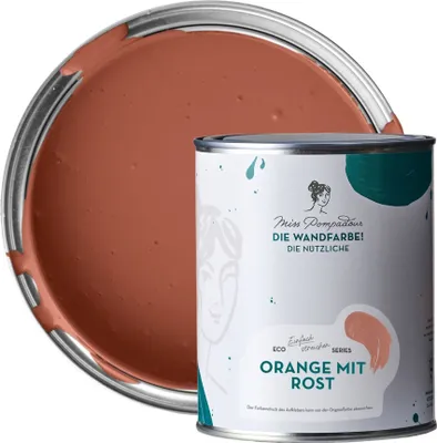 Produktbild von MissPompadour abwaschbare Wandfarbe Orange mit Rost 1L - hohe Deckkraft - matte, scheuerbeständige Innenfarbe - geruchsarm, wasserbasiert, ergiebig - Die Nützliche