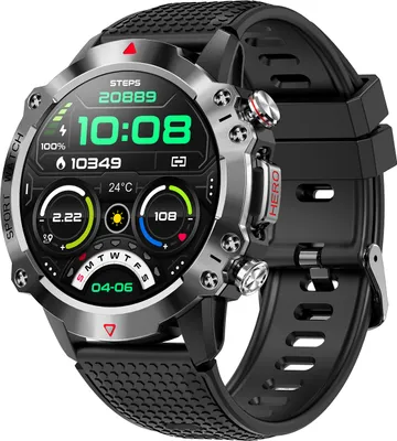A close-up studio shot of a smartwatch.