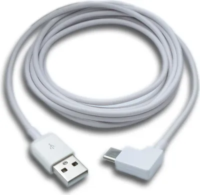 Produktbild von SYSTEM-S USB 3.1 Kabel 200 cm Typ C Stecker zu 2.0 A Buchse Winkel in weiss
