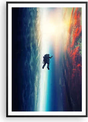 Produktbild von Gerahmtes Poster - Schwarzer Rahmen - Kosmos Astronaut Planet - 70x100 cm - Wand Bild - Wanddeko - Wandbilder - Kunstposter - Wandposter - Bilderrahmen - Bilder - Kunstdruck - P2BPA70x100-5049