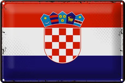 Produktbild von Blechschild Flagge Kroatien 30x20cm Retro Flag of Croatia