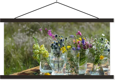 Produktbild von MuchoWow® Textilposter Vase - Blumen - Farben 120x60 cm mit schwarzem Rahmen - Dekoration Schlafzimmer