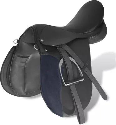 Immagine prodotto di vidaXL Set di selle da equitazione 17,5" in vera pelle nera 18 cm 5 in 1