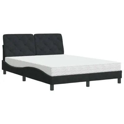 Image de vidaXL Lit avec matelas noir 140x190 cm velours