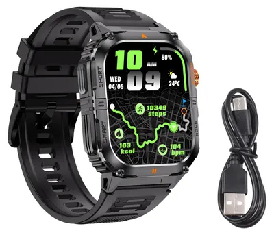 Obrázok produktu pre Inteligentné športové hodinky s funkciou fitness tracker a LED baterkou, 2,0-palcovým displejom, viac ako 100 športovými režimami a podporou Bluetooth pre telefonovanie, čierne