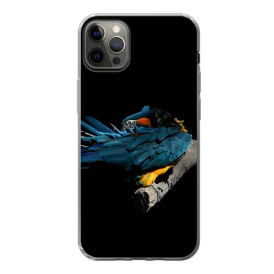 Produktbild von MuchoWow® Handyhülle Schutzhülle Hülle für iPhone 13 Pro Max Vogel - Federn - Zweig - Schwarz Silikon Softcase Handy Hülle - Mobiltelefon