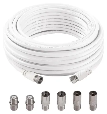 Immagine prodotto di Cavo coassiale RG6 da 10 metri con 6 connettori per TV e satellitare