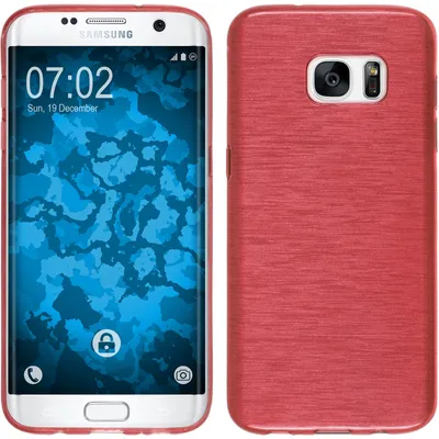 Produktbild von PhoneNatic Case kompatibel mit Samsung Galaxy S7 Edge - rot Silikon Hülle brushed Cover