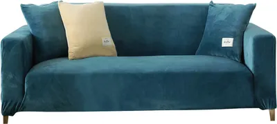 Produktbild von (1-Sitzer, Hellblau) Dicke Sofabezüge aus Samt, 1, 2, 3, 4-Sitzer, hochelastischer, rutschfester Sofabezug, Möbelschutz, Plüsch-Sofa-Schonbezüge mit 1 Kissenbezug für Wohnzimmer, Hunde, Katzen, Haustiere