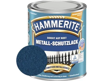 Produktbild von Hammerite Metall-Schutzlack Hammerschlag, Fertig gemischt, Zaun, Möbel, Treppe, Metall, Nicht-eisenhaltiges Metall, Hammerschlag, Blau, 10 m²/L, Dunkelblau