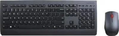 Zdjęcie produktu dla Lenovo 4X30H56822, Pełnowymiarowy (100%), Bezprzewodowy, RF Wireless, Czarny, Dołączona myszka