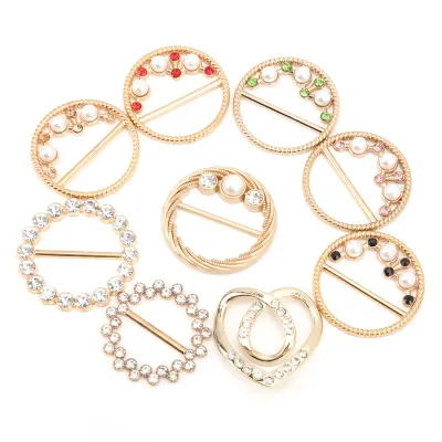 Image de Boucle d'écharpe en strass, clip de t-shirt, boucle de clip en métal, anneau de cravate d'écharpe, bouton noué au coin du vêtement, boucle d'anneau