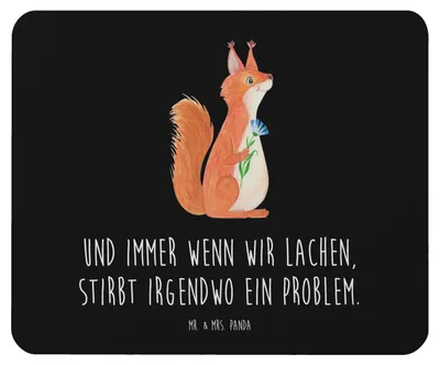 Produktbild von Mr. & Mrs. Panda Mousepad Eichhörnchen Blume - Schwarz - Geschenk, Mouse Pad, mauspad pc, Spaß, mausunterlage, Motivation Sprüche, Lustige, laptop, Spruch Positiv, Lachen