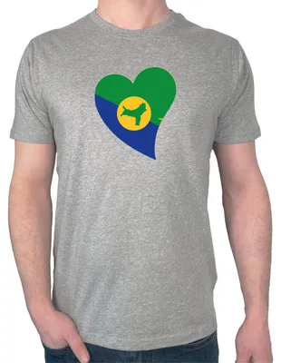 Produktbild von Huuraa Herren T-Shirt Weihnachtsinsel Flagge Herz S Sport Grey Bio Baumwolle Fairtrade Herrenshirt Geschenkidee