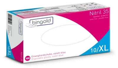 Produktbild von BINGOLD Nitril 35 Schwarz Einweghandschuhe puderfrei 100 Stück : XL Größe: XL