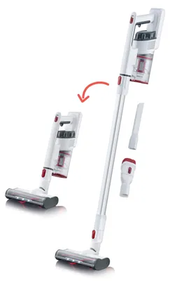 Produktbild von Severin 2-in-1 Akku-Stiel-/Handstaubsauger HV 7152, kabellos, 22,2V, LED-Bürste, beutellos, für Teppich, Hartboden & Auto, weiß