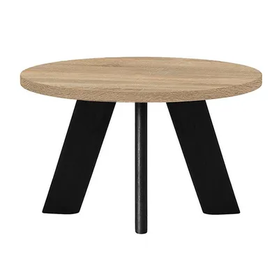 Zdjęcie produktu dla Stolik kawowy LEX o średnicy 60 cm, minimalistyczny i ponadczasowy - dąb sonoma / czarny