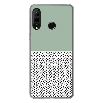 Produktbild von MuchoWow® Handyhülle Schutzhülle Hülle für Huawei P30 Lite Polka dots - Grün - Schwarz Silikon Softcase Handy Hülle - Handyhülle