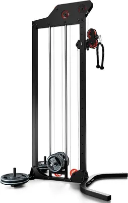 Obrázek produktu pro Stacionární posilovací zařízení pro shyby, s nosností až 125 kg. Obsahuje 3 stanice pro kabelové kladky. Samostatná stanice pro kabelové kladky – výškově nastavitelná tyč pro shyby. Tréninkové zařízení pro domácí použití