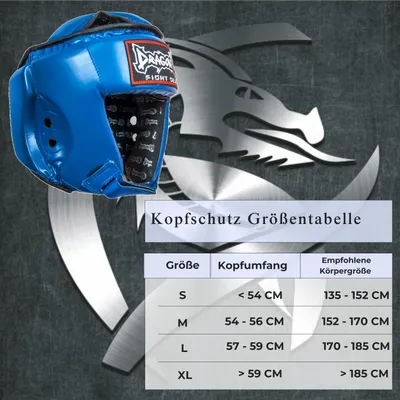 Produktbild von Dragondo 11785-P Kopfschutz für Kickboxen & Muay Thai – Geschlossener Boxhelm mit Wangen- und Oberkopfschutz, , Schwarz/Rot/Blau (Blau, XL)