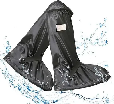 Produktbild von Wasserdichte Regenschuhe, schwarze Overshoes, reflektierend, Größe L