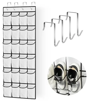 Schuh-Organizer über der Tür, 24 Fächer, 149x56 cm, weiß