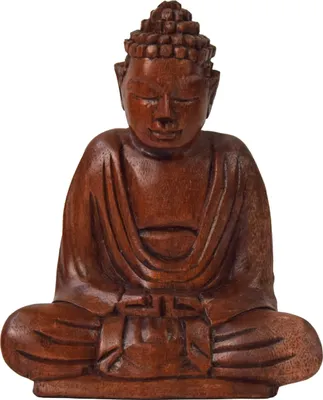 Obrázek produktu pro Om Buddha Amitabha 15 cm socha sedící dřevěná socha lotosu meditace feng shui