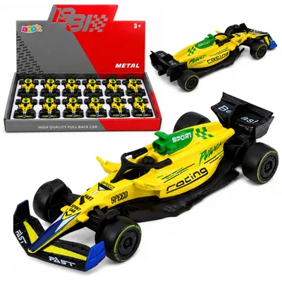 Produktbild von Formel-Rennwagen aus Metall mit Rückziehantrieb, Gelb, 1:43