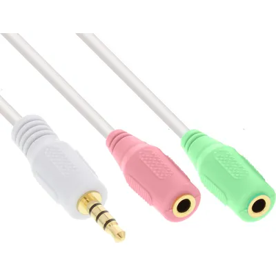Produktbild von InLine Headset Adapterkabel, 3,5mm Stecker an 2x3,5mm Buchse, weiß, 1m, 3.5mm, Stecker, 2 x 3.5mm, Buchse, 1 m, Weiß