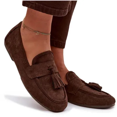 Produktbild von Damenschuhe Flache Mokassins mit Fransen Schokoladen Marilisse 37