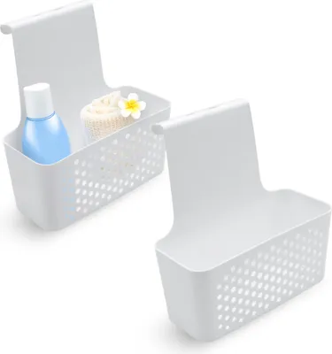 Obrázok produktu pre 2.02 Závesný kôš do sprchy v súprave 2 kusov - každý cca 23,5x10x24,5 cm - Závesný kôš do sprchy v bielej farbe