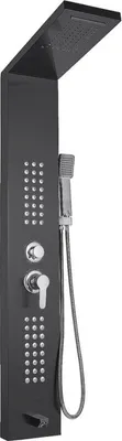 Produktbild von Happyment Komplettes Duschsystem – Mattschwarze Kopf- & Handbrause – Massagefunktion – Quadratische Regendusche – 3 Duschköpfe – Für Badezimmer