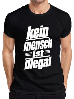 Produktbild von Kein Mensch ist illegal Menschenrechte Statement Sarkasmus Asyl Herren T-Shirt, Schwarz, S