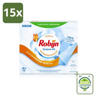 Produktbild von 15 x Robijn Classics Wasmiddelstrepen Stralend Wit - Großpackung - 15 Stücke