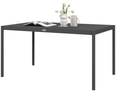 Imagen del producto de Mesa de jardín de aluminio para 6 personas | Color: Gris oscuro | Dimensiones: 90x145x74 cm